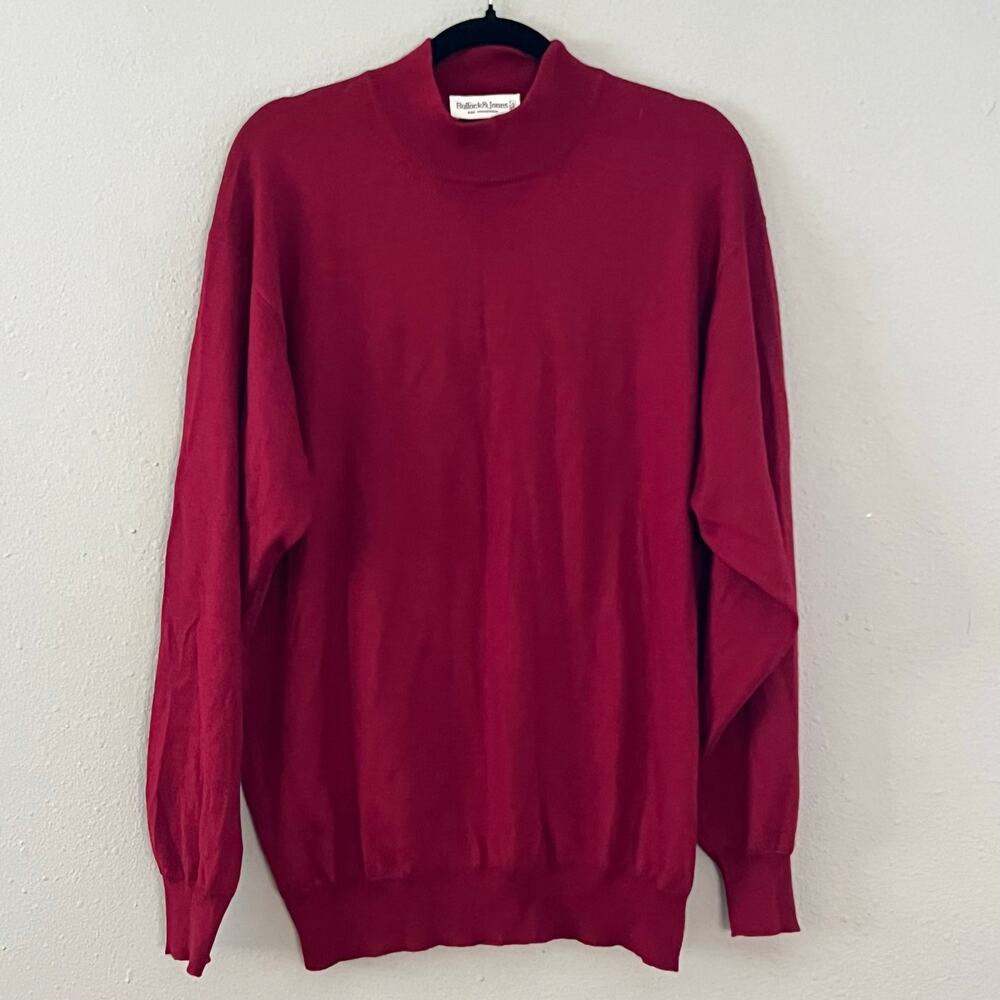 Bullock & Jones Men's Mock Neck Sweater Red Wool Silk Cashmere Italy Size‎ 48 XL